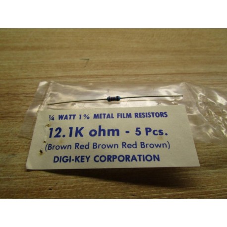 Digi-Key 12.1K Ohm Resistor 14 Wattt 1% Metal (Pack of 5)