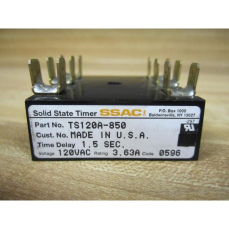 SSAC TS120A-850 Solid State Timer TS120A850 1.5 SEC.3.63A - New No Box