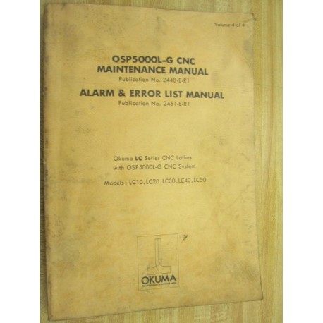 Alarm Error List Manual 1990 Okuma OSP5020-L OSP500L-G 
