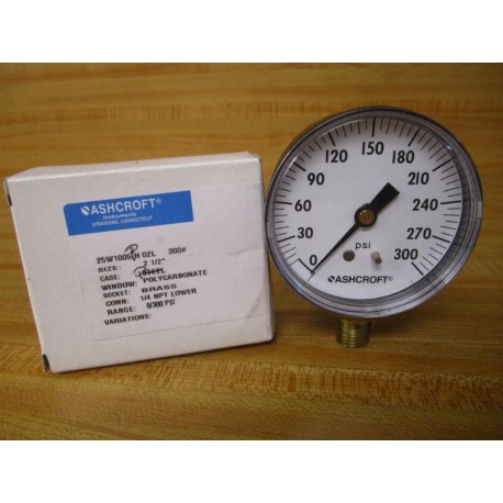 Ashcroft 25W1005-H-02L 300 Pressure Gauge 25W1005H02L300