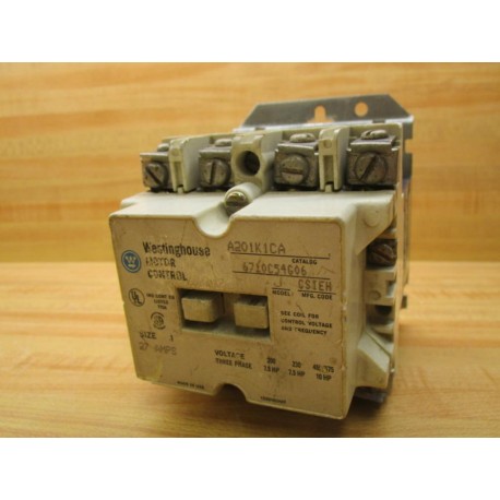 Westinghouse A201K1CA Motor Control Contactor Model J - Used