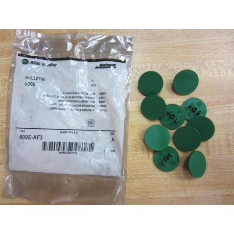 Allen Bradley 800E-AF3 Green Flush Push Button Cap 800EAF3 (Pack of 10)