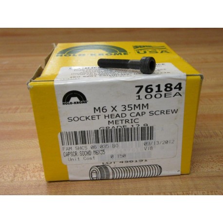 Holo-Krome 76184 Socket Head Cap Screw M6 X 35MM (Pack of 92) - New No Box