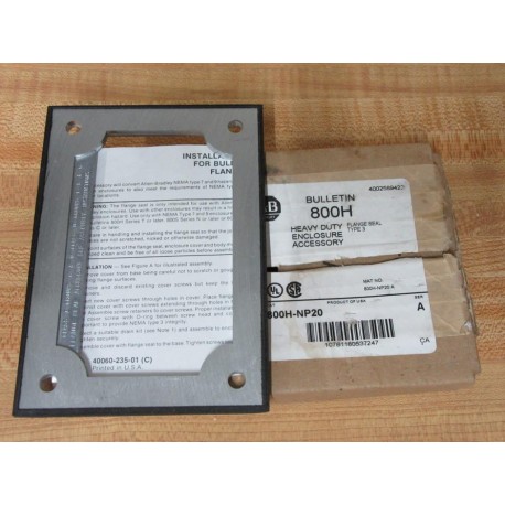 Allen Bradley 800H-NP20 Enclosure Accessory 800HNP20 Missing Screws (4)