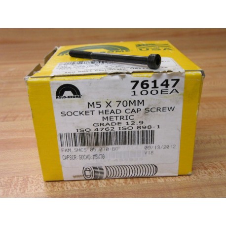 Holo-Krome 76147 Socket Head Cap Screw M5 X 70MM (Pack of 93)