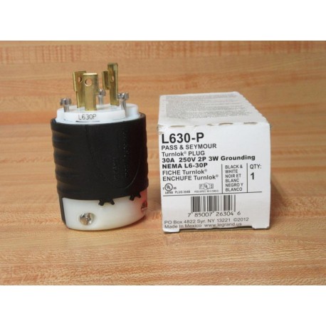 Pass & Seymour L630-P Plug L630P BlackWhite