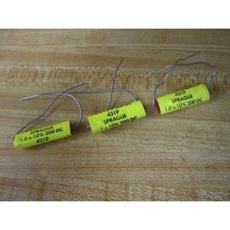 Sprague 431P-200VDC Capacitor 431P200VDC 1.0±10% 200 DC (Pack of 3) - New No Box