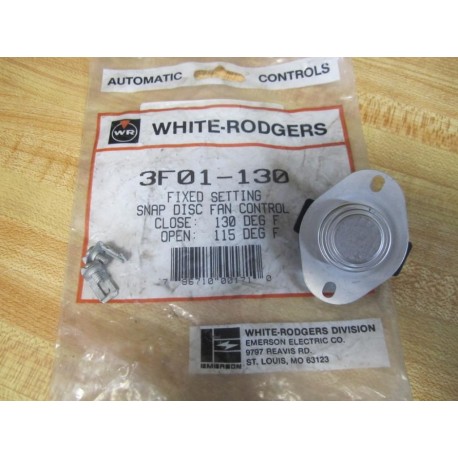 White Rodgers 3F01-130 Snap Disk Fan Control 3F01130