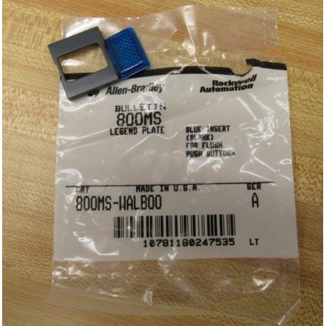 Allen Bradley 800MS-WALB00 Legend Plate 800MSWALB00