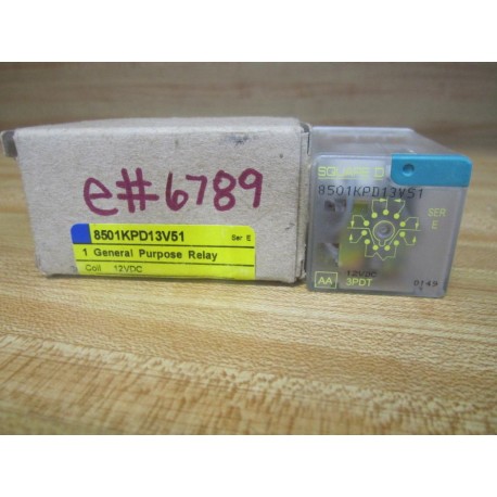 Square D 8501-KPD13V51 Relay 8501KPD13V51 Series E