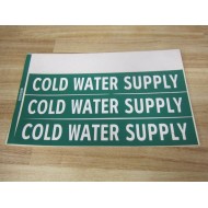 Lab Safety Supply 100028B Cold Water Supply Sign Minus 1 Label - New No Box