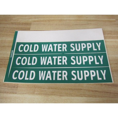 Lab Safety Supply 100028B Cold Water Supply Sign Minus 1 Label - New No Box