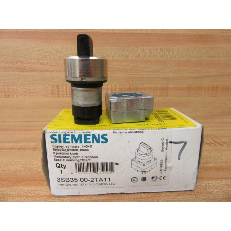 Momentary Black Round 22mm SIEMENS 3SB35 00-2TA11-3 Position Selector Switch 