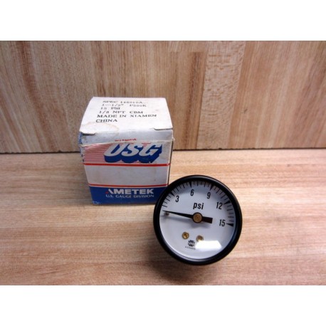 US Gauge 146010A Pressure Gauge 0-15PSI 18"NPT 1-12"