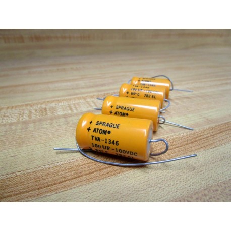 Sprague TVA-1346 Capacitor TVA1346 100UF 100VDC (Pack of 4) - New No Box