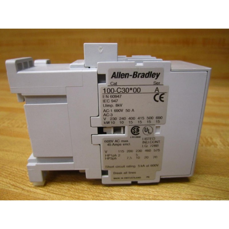 ALLEN BRADLEY C30 MAGNETIC CONTACTOR 65A CAT 100-C30-00 SER C COIL