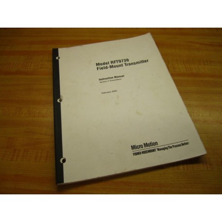 Micro Motion 3002190 RTF9739 Transmitter Instruction Manual - Used