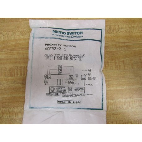 Honeywell 40FR3-3-1 Microswitch Proximity Sensor 40FR331