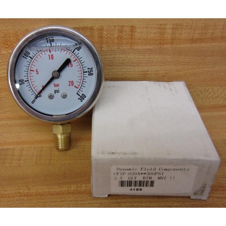 Dynamic Fluid CF1P-020A Gauge CF1P020A 0-300PSI