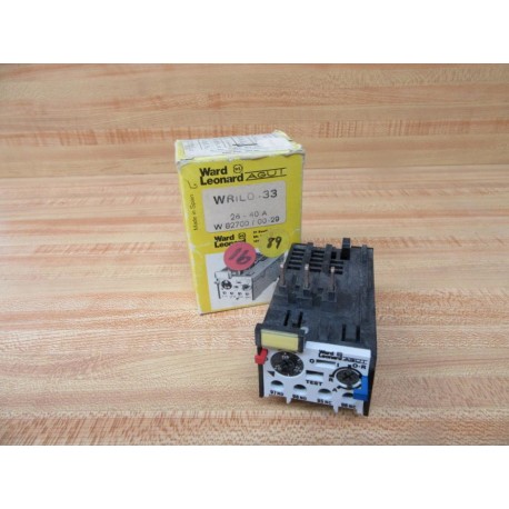 Ward Leonard WRIL0-33 Overload Relay WRIL033 26-40 A