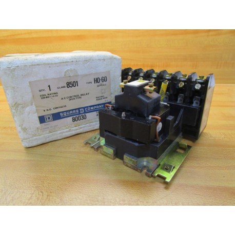 Square D 8501-H0-60 A C Control Relay 8501HO60 Series C