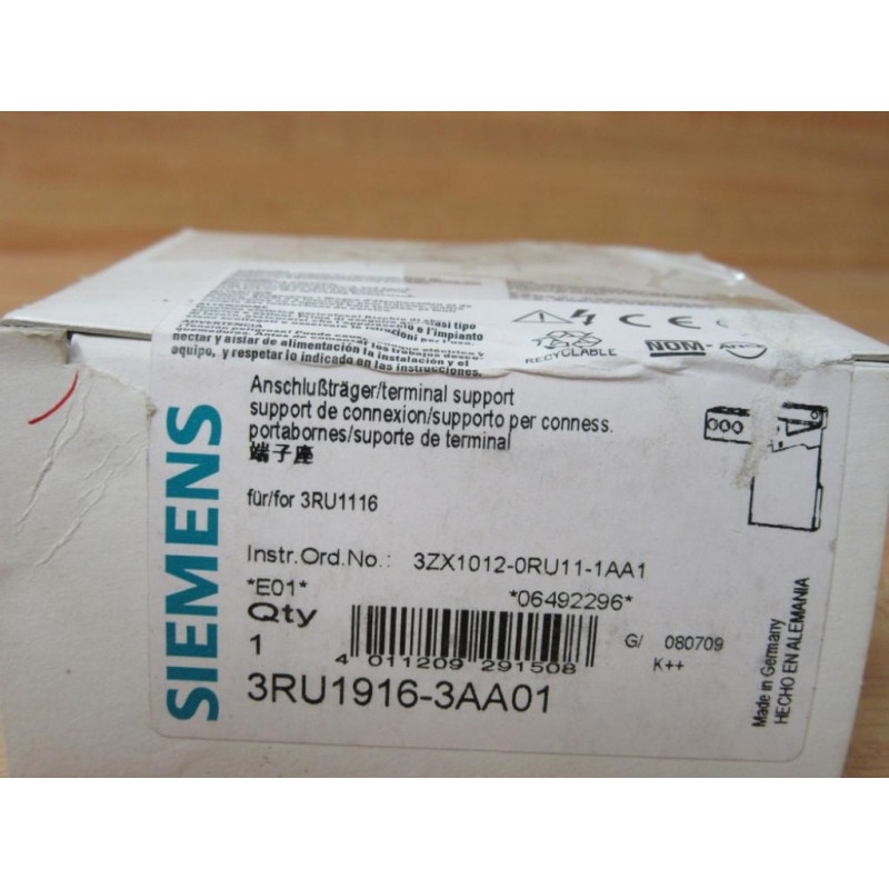 Details about   Siemens 3RU1916-3AA01 Relay Mounting Kit 3RU19163AA01 