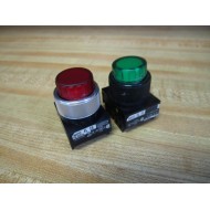 Fuji Electric AH22-EL-E3 Pushbutton AH22ELE3 Red & Green Lens (Pack of 2) - New No Box