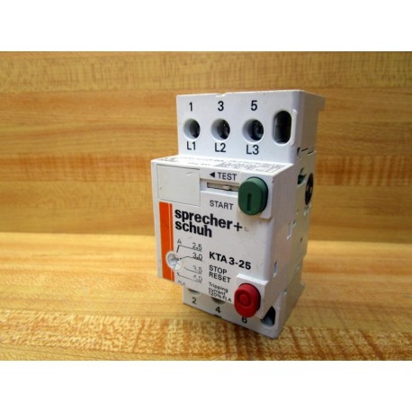 Sprecher+Schuh KTA 3-25 Circuit Breaker KTA325 2.5-4.0ACracked Housing - New No Box