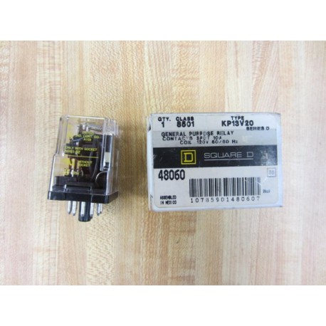 Square D 8501-KP13V20 Relay 8501KP13V20 Ser D