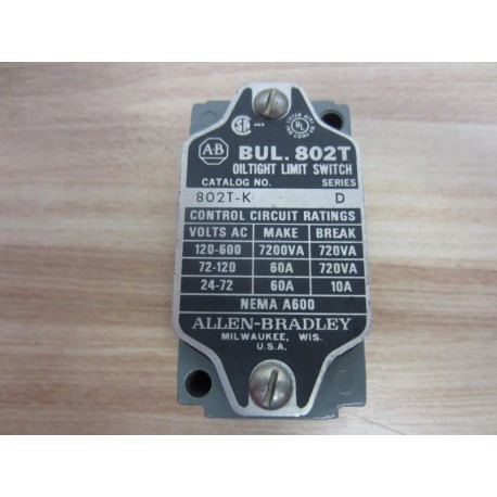 Allen Bradley 802T-K Limit Switch 802TK - New No Box