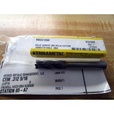 Kennemetal HEC312S4 Solid Carbide End Mills Cutters 109667701ASL0