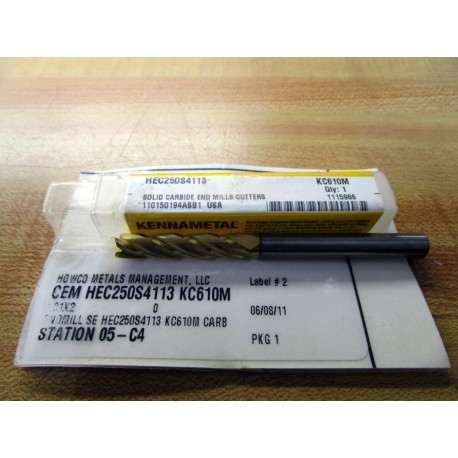 Kennametal HEC250S4113 Solid Carbide End Mills Cutters 110150194ASB1
