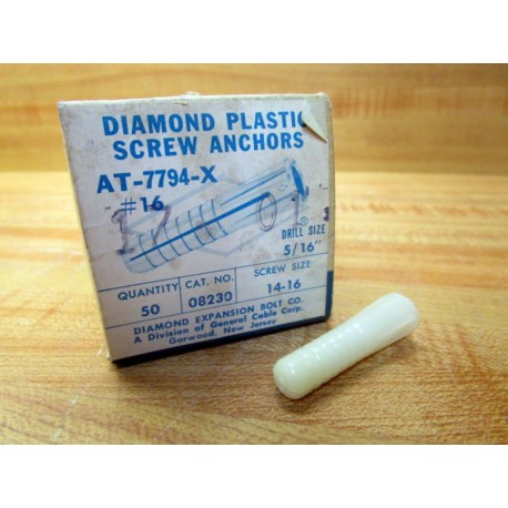 Diamond AT-7794-X 16 Plastic Screw Anchors 08230 (Pack of 50)