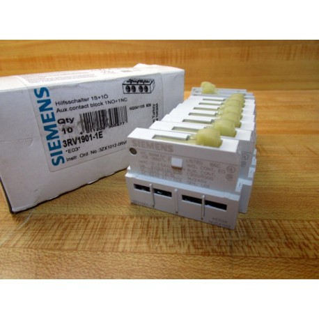 Siemens 3RV1901-1E Aux. Contact Block  3RV19011E (Pack of 10)