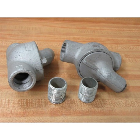 Crouse-Hinds EZS36 1" Hub Sealing Fitting WNipple (Pack of 2) - New No Box