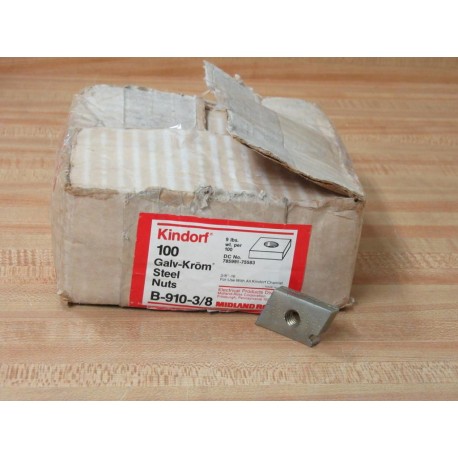 Kindorf B-910-38 Galv-Krom Steel Nuts B91038 (Pack of 100)