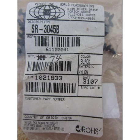 Richco SR-3045B Snap Rivet SR3045B (Pack of 74)