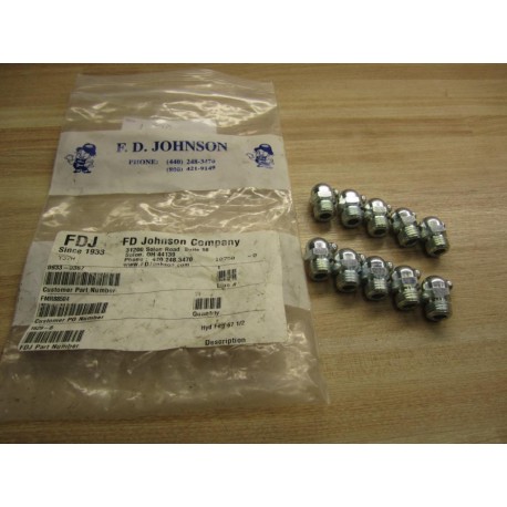FD Johnson 1629-B Grease Fitting Y37H 10750-0 (Pack of 10)