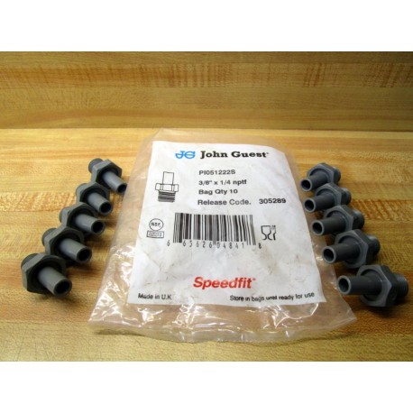 John Guest PI051222S Stem Adapter Fitting (Pack of 10)