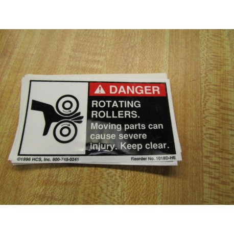 Hazard 1018D-HE Danger Rotating Roller Sticker (Pack of 5)