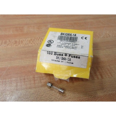 Buss BKGMA-1A Fast Acting Glass Fuse BKGMA1A (Pack of 100)