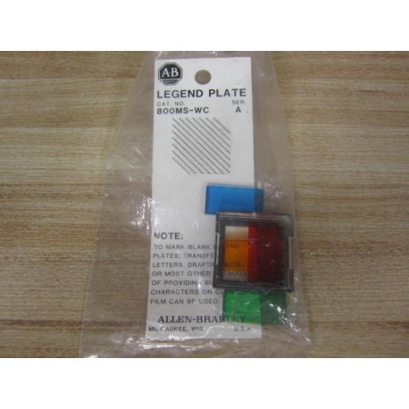 Allen Bradley 800MS-WC Plate R,G,B,O &C (Pack of 2)