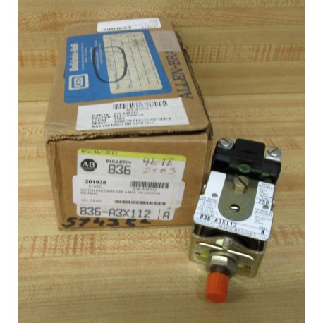 Allen Bradley 836-A3X112 Pressure Switch 836A3X112