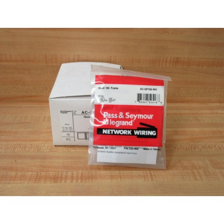 Pass & Seymour AC-QP106-WH Legrand Quad 106 Frame ACQP106WH (Pack of 10)