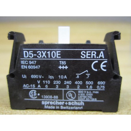 Sprecher+Schuh D5-3X10E Contact Block D53X10E - New No Box