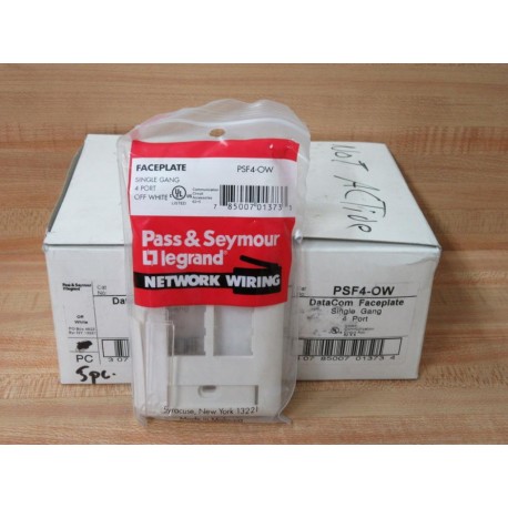 Pass & Seymour PSF4-OW Legrand DataCom Faceplate PSF4OW (Pack of 15)