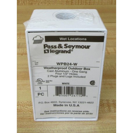 Pass & Seymour Legrand WPB24-W Outlet Box WPB24W (Pack of 8)