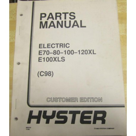 Hyster E70-80-100-120XL Parts Manual Hy-E7080100120XL - Used