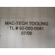 Mac Tech 92-050-0041 Adapter Body 920500041