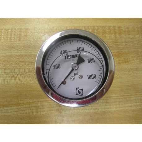 Trerice 0-1000 PSI Pressure Gauge Liquid Filled Thread Back Mount - New No Box